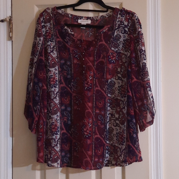 Motherhood Maternity Tops - Sheer Paisley Motherhood Maternity XL Blouse